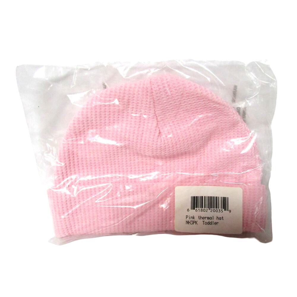 Handmade Toddler Girl's Thermal Knit Hat Pink Size 3T Cozy Winter Beanie